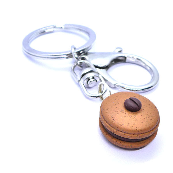 Porte-clés petit macaron café