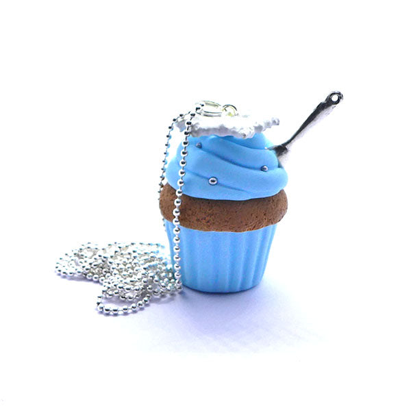 Collier sautoir cupcake bleu