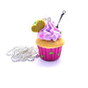 Collier sautoir cupcake rose à pois vert
