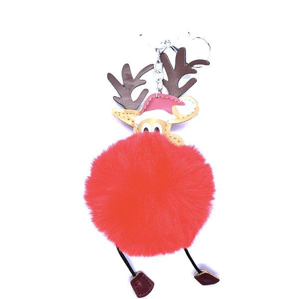 Porte-clés pompon Rudolf rouge