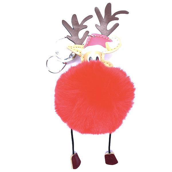 Porte-clés pompon Rudolf rouge