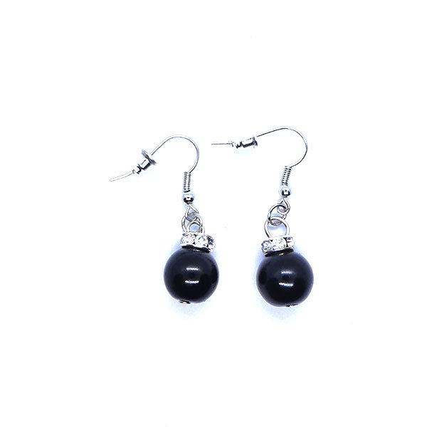 Perle noire polie et couronne avec strass