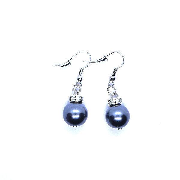 Perle anthracite et rondelle en strass