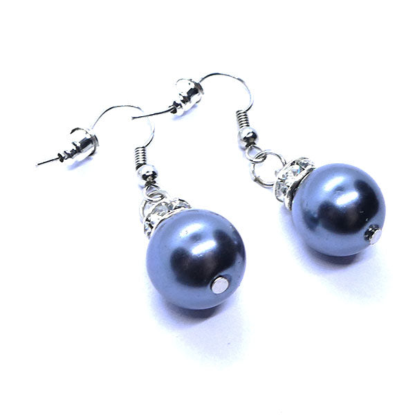 Perle anthracite et rondelle en strass