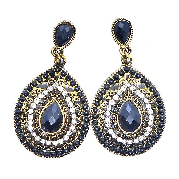 Pendentif baroque doré antique avec cabochons noirs
