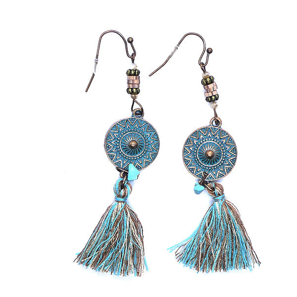 Pendentif patiné turquoise avec tassel