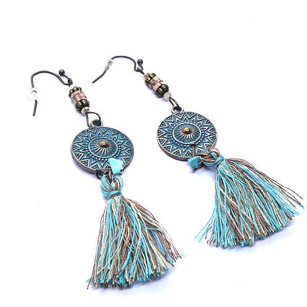 Pendentif patiné turquoise avec tassel